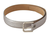 Dolce & Gabbana Metallic Silver Leather Metal Waist Buckle Belt -   -  Dolce & Gabbana.